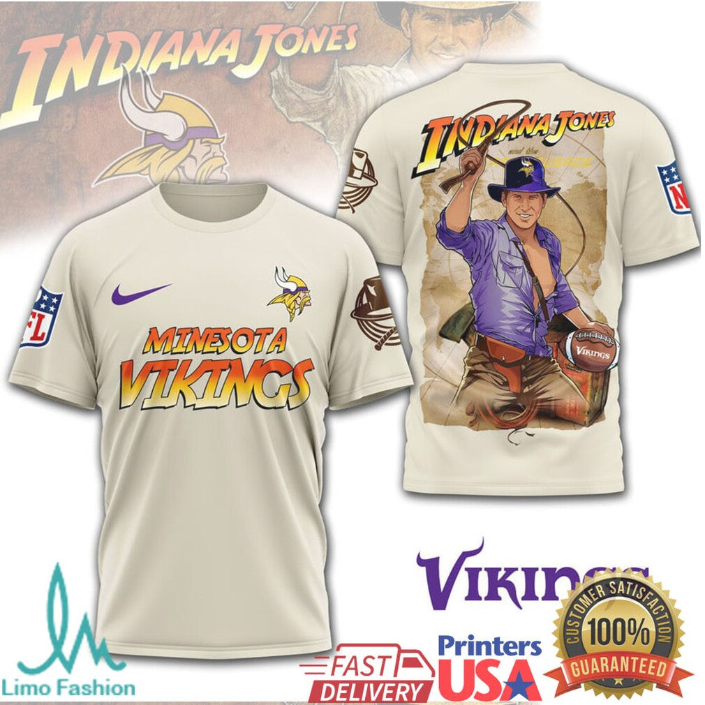 Minnesota Vikings x Indiana Jones Raiders of the Lost Yard T Shirt - Limotees LLC