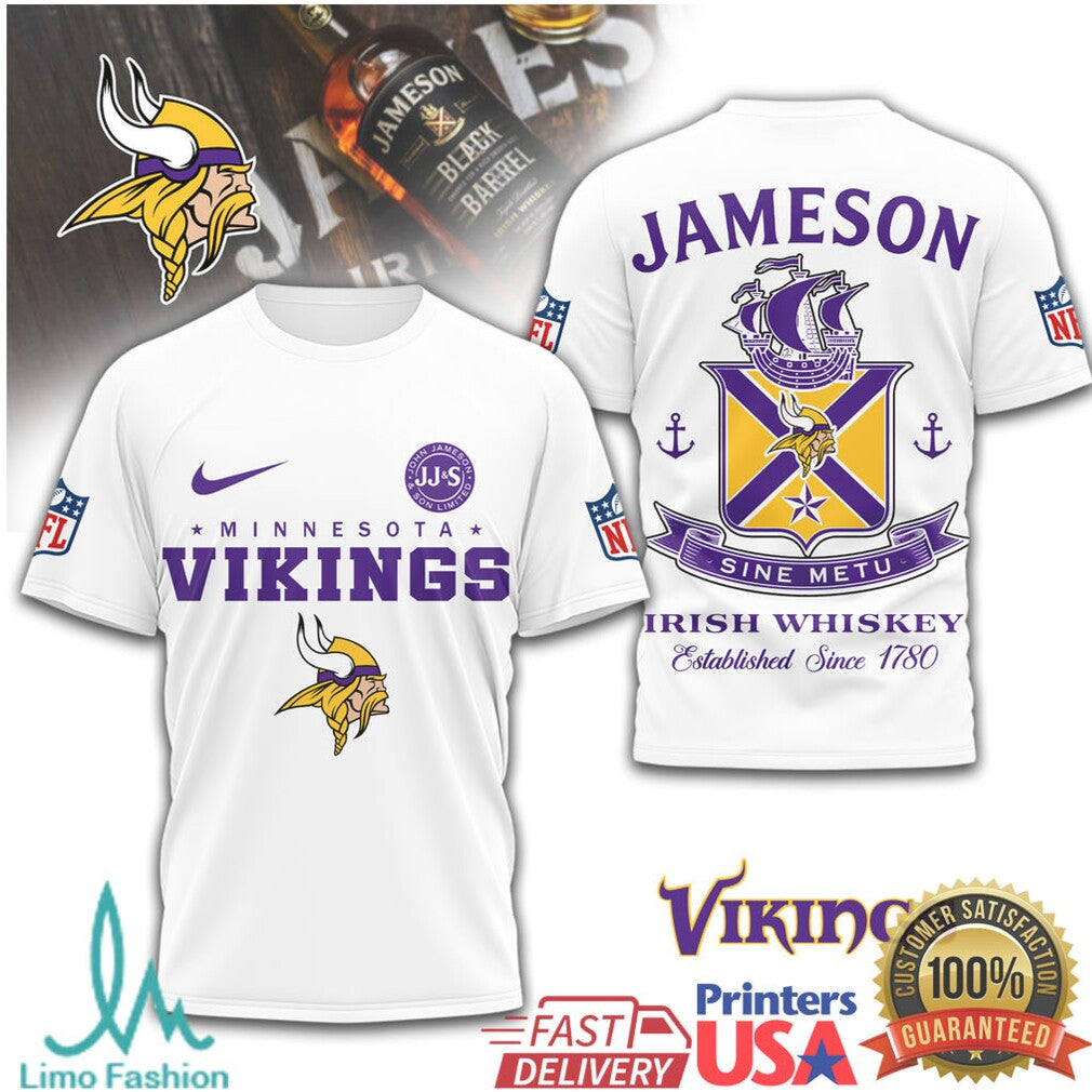 Minnesota Vikings x Jameson Irish Whiskey Sine Metu NFL T Shirt - Limotees LLC