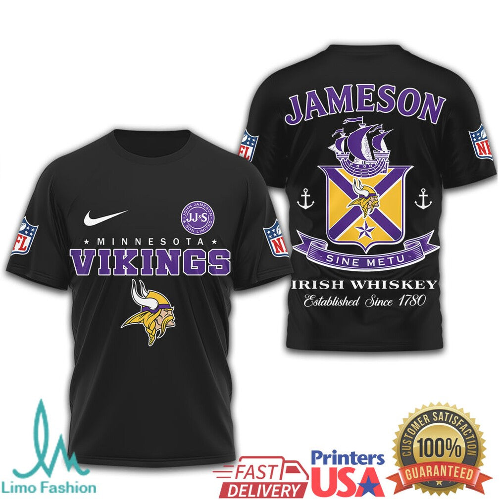 Minnesota Vikings x Jameson Irish Whiskey Sine Metu NFL T Shirt - Limotees LLC