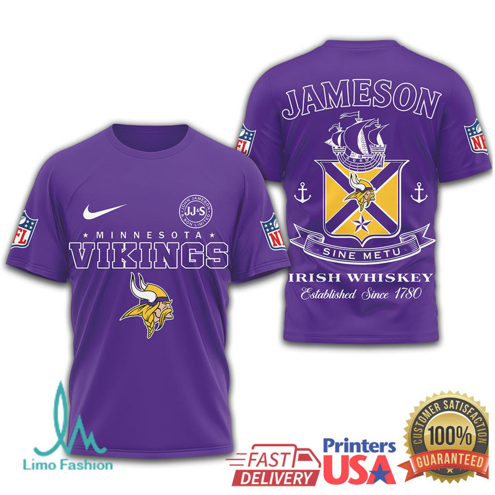 Minnesota Vikings x Jameson Irish Whiskey Sine Metu NFL T Shirt - Limotees LLC