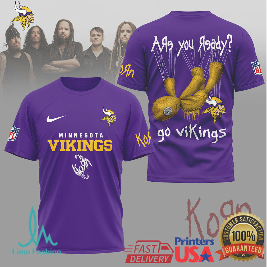 Minnesota Vikings x Korn Rock Band Aesthetic NFL Football T Shirt - Limotees LLC