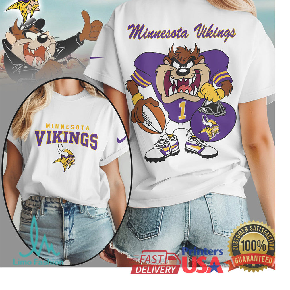 Minnesota Vikings x Looney Tunes Taz Tasmanian Devil Football Graphic T Shirt - Limotees LLC