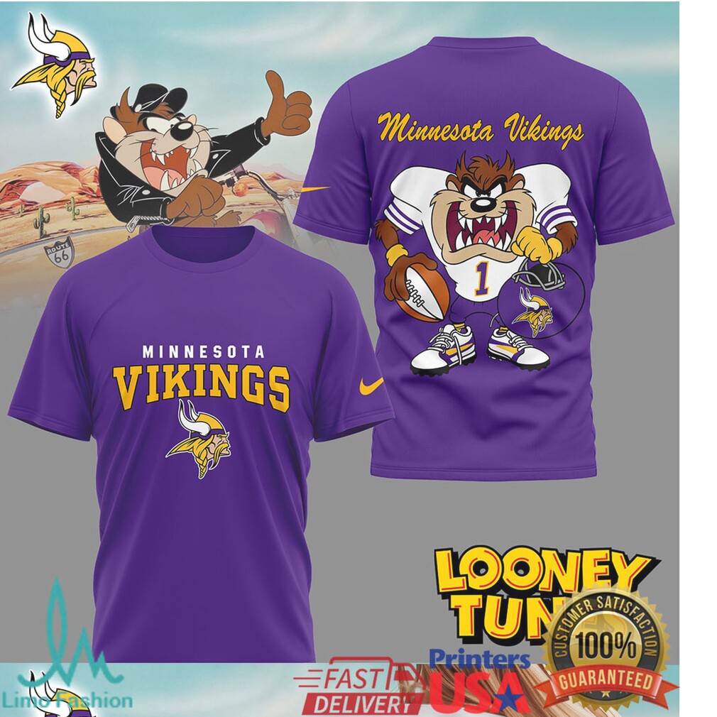 Minnesota Vikings x Looney Tunes Taz Tasmanian Devil Football Graphic T Shirt - Limotees LLC