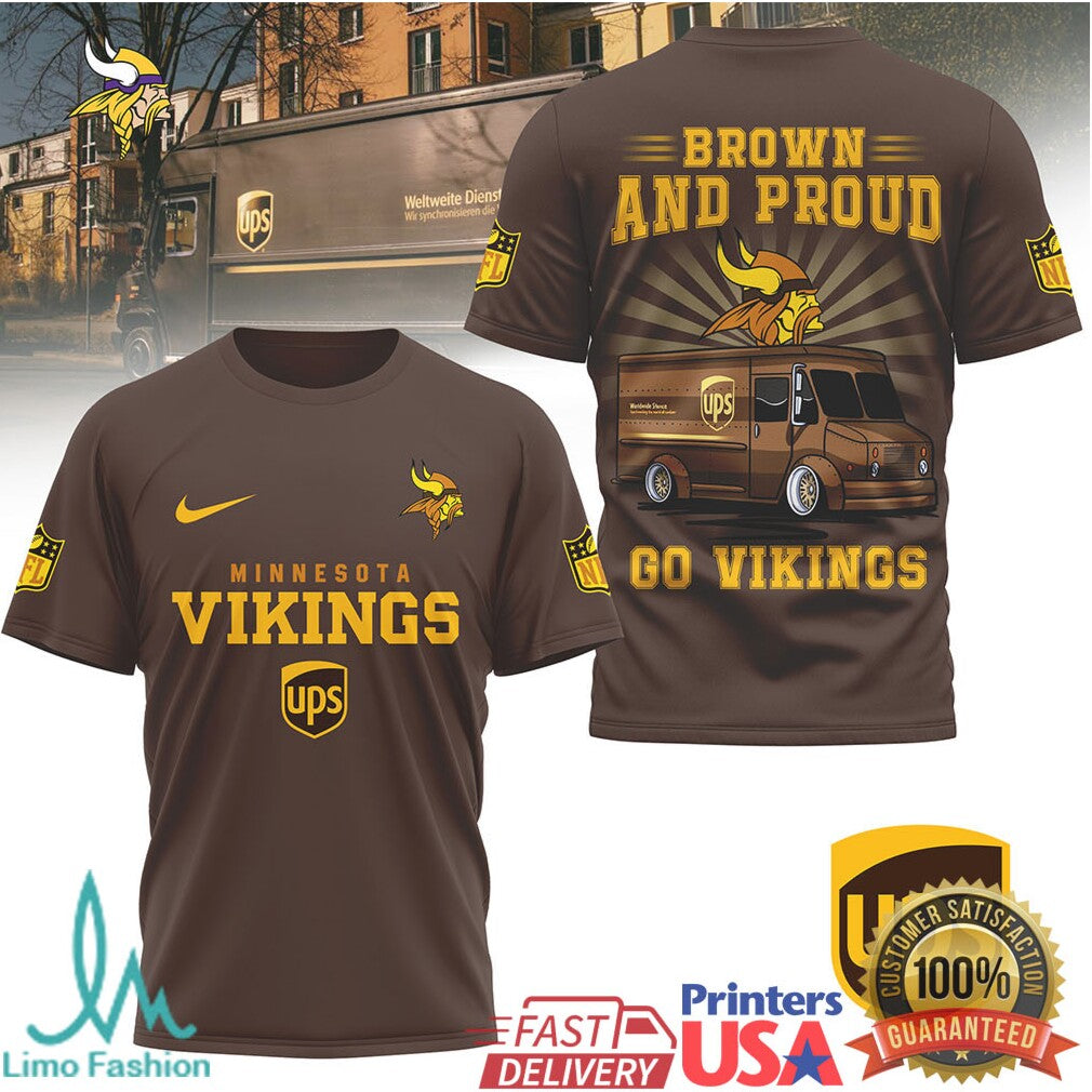 Minnesota Vikings x UPS Brown and Proud Delivery Driver Tribute T Shirt - Limotees LLC