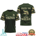 Minnesota VikingsOfficial NFL Camouflage Thank You For Service 3D Shirt - Limotees LLC