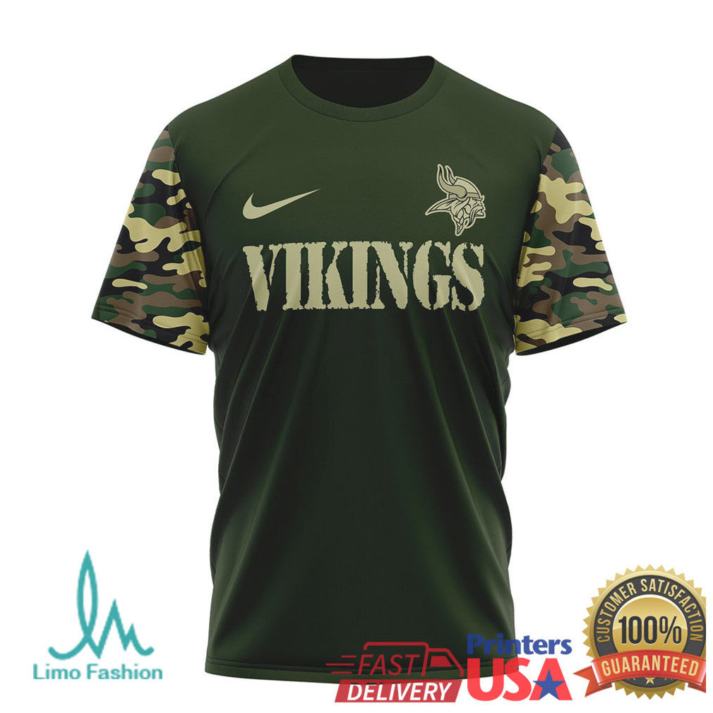 Minnesota VikingsOfficial NFL Camouflage Thank You For Service 3D Shirt - Limotees LLC