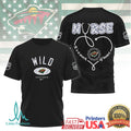 Minnesota Wild Nurse Appreciation Shirt NHL Work of Heart Stethoscope Graphic T Shirt - Limotees LLC