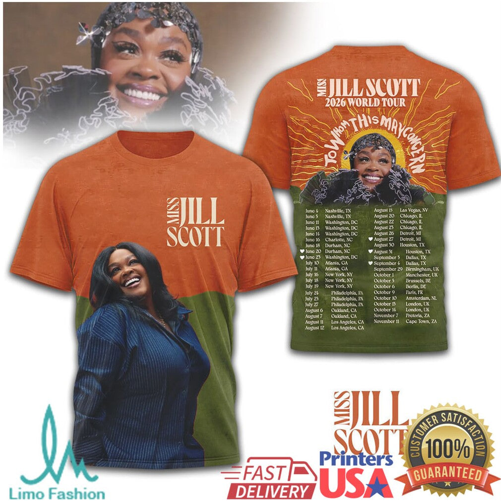 Miss Jill Scott 2026 World Tour “To Whom This May Concern” Apparel T Shirt - Limotees LLC