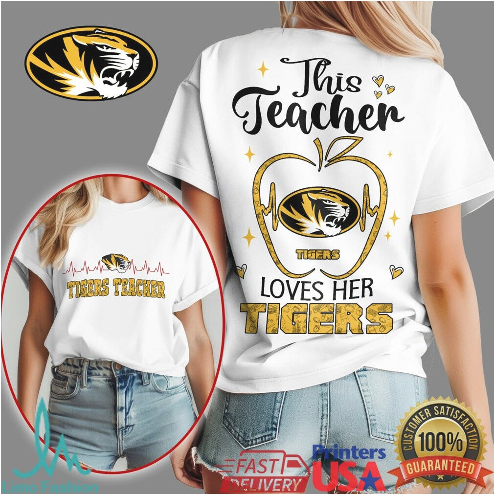 Missouri Tigers This Teacher Loves Her Tigers Apple T Shirt - Limotees LLC
