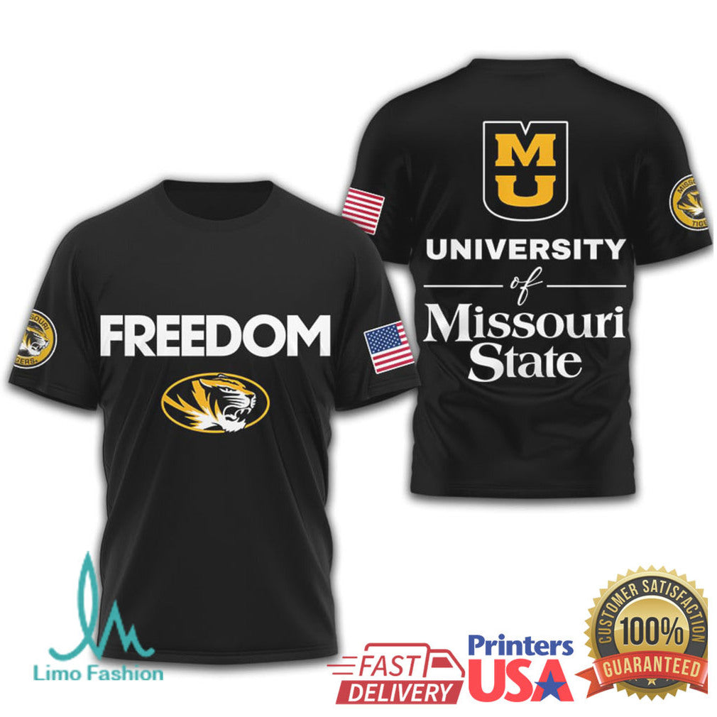 Missouri Tigers University of Missouri State Freedom Graphic T Shirt - Limotees LLC