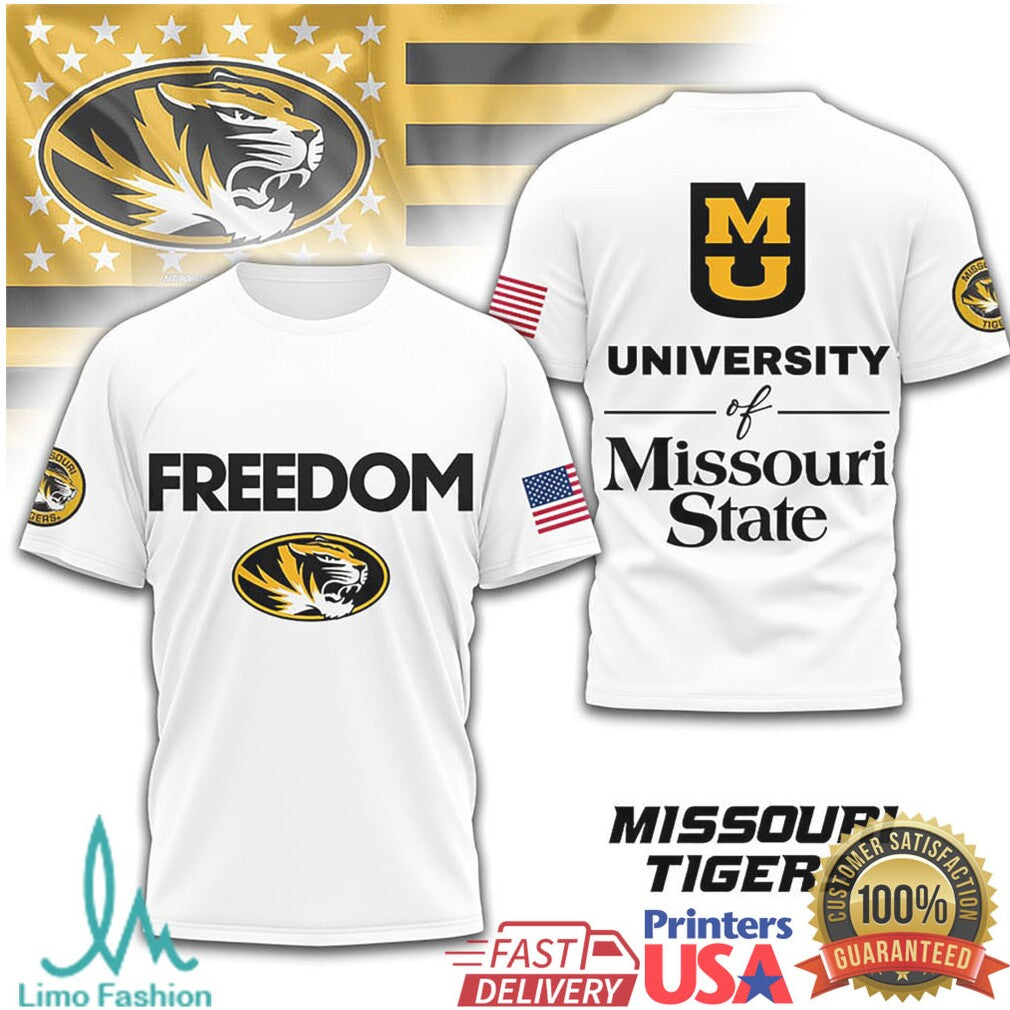 Missouri Tigers University of Missouri State Freedom Graphic T Shirt - Limotees LLC