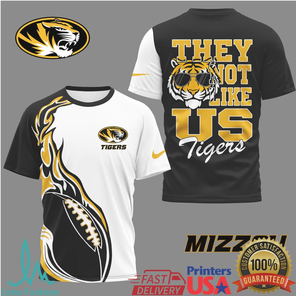 Mizzou Tigers “They Not Like Us” Mascot Dual Tone Football T Shirt - Limotees LLC