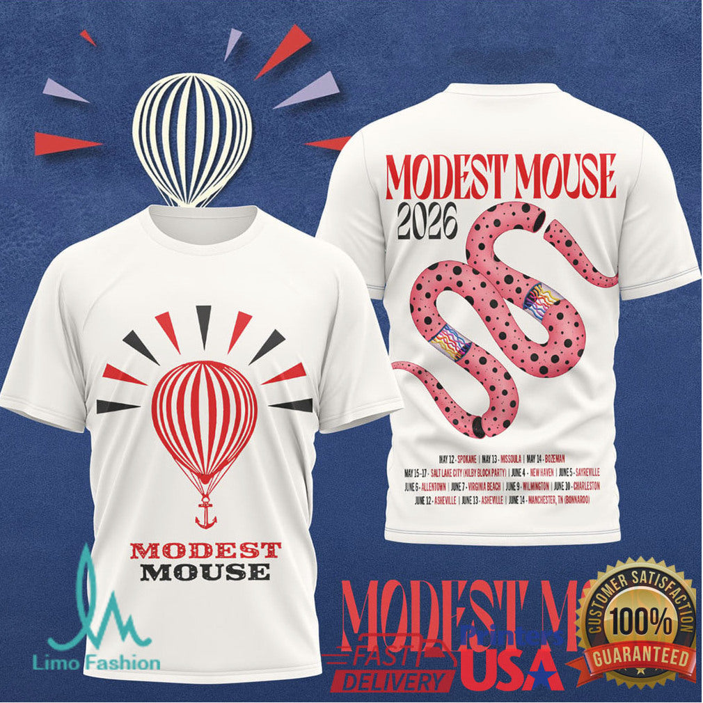 Modest Mouse 2026 Tour Floating Hot Air Balloon Graphic T Shirt - Limotees LLC