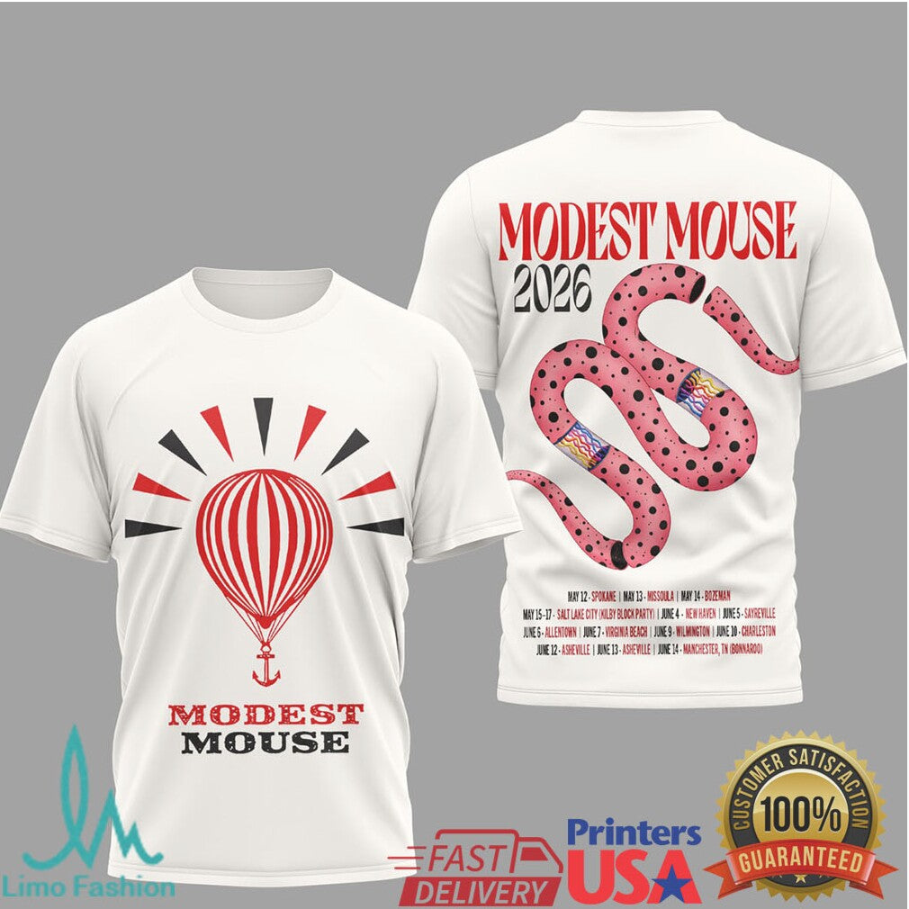 Modest Mouse 2026 Tour Floating Hot Air Balloon Graphic T Shirt - Limotees LLC