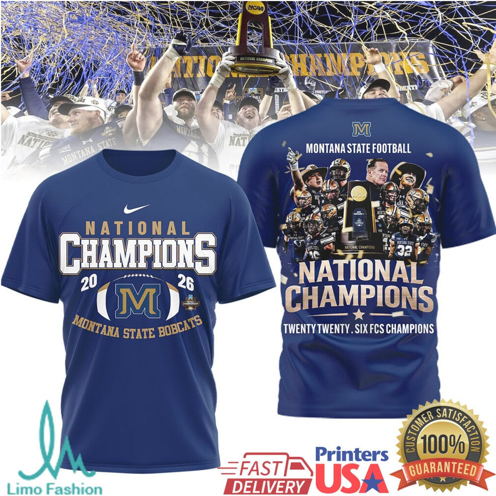 Montana State Bobcats Football National Champions 2026 Tshirt - Limotees LLC