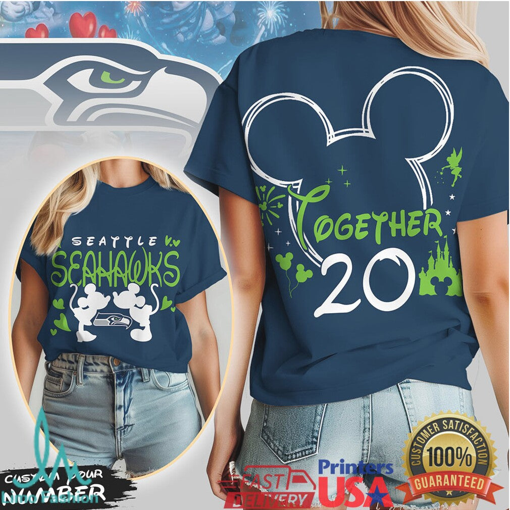 Seattle Seahawks Official NFL Valentine Mickey Together Shirt - Limotees LLC