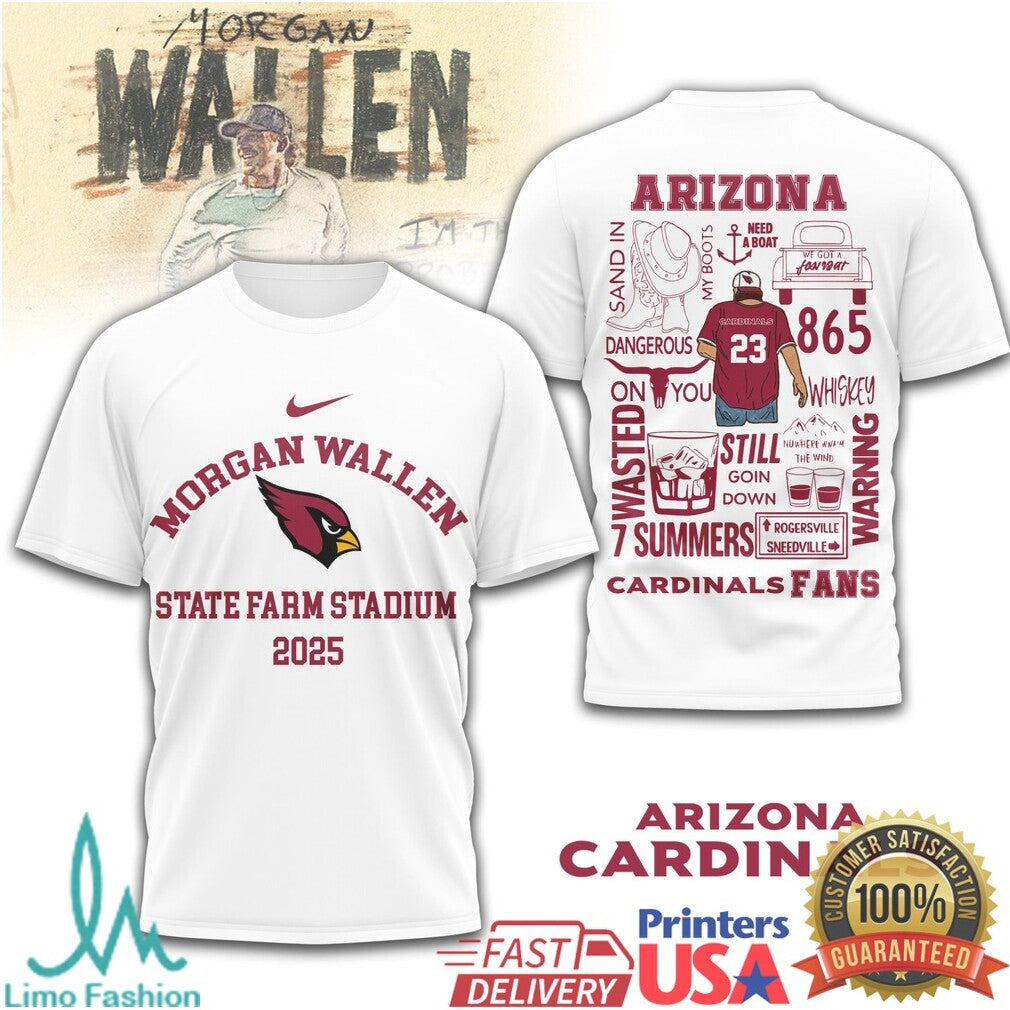 Morgan Wallen Arizona Cardinals State Farm Stadium 2025 T Shirt - Limotees LLC