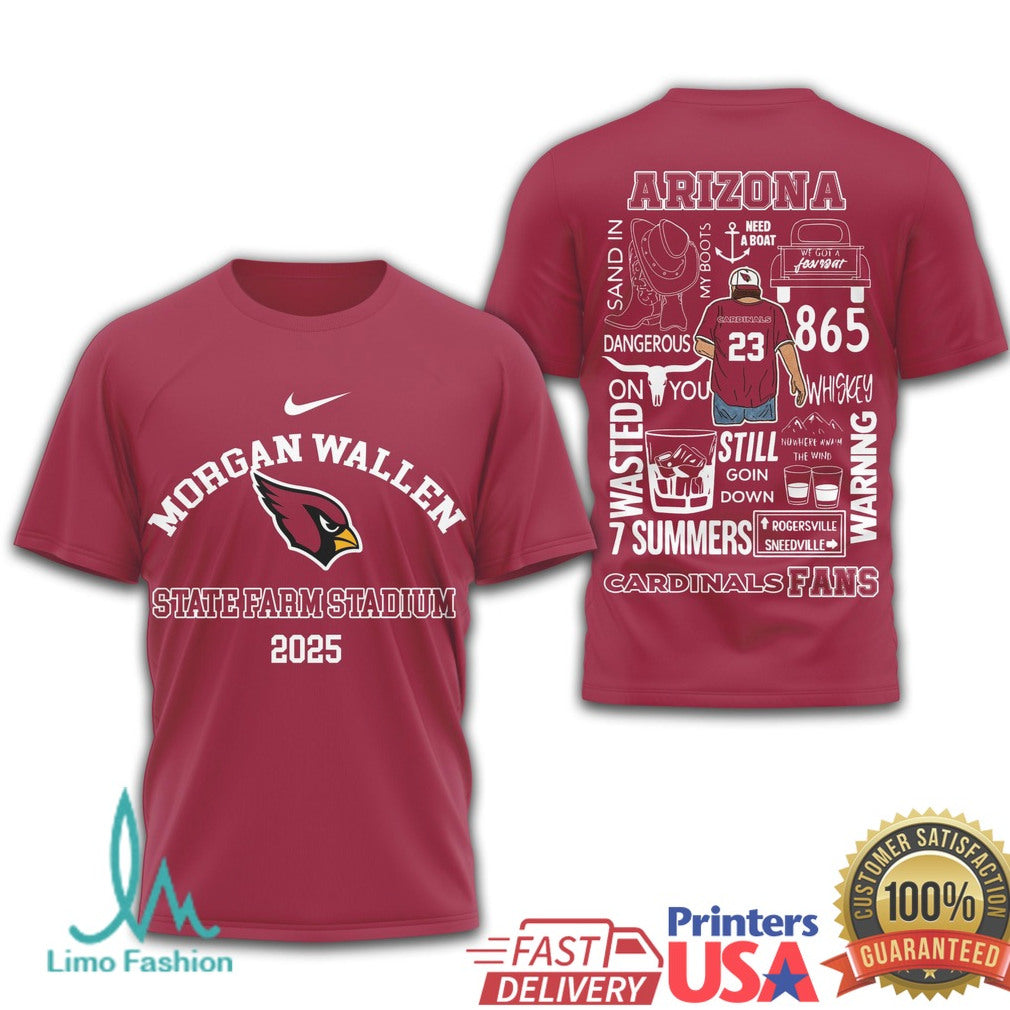 Morgan Wallen Arizona Cardinals State Farm Stadium 2025 T Shirt - Limotees LLC