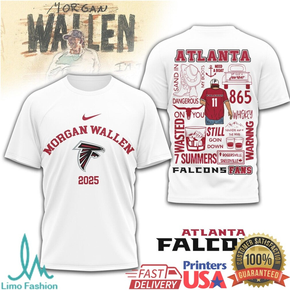 Morgan Wallen Atlanta Falcons 2025 Tour T Shirt Atlanta Country Concert Apparel - Limotees LLC