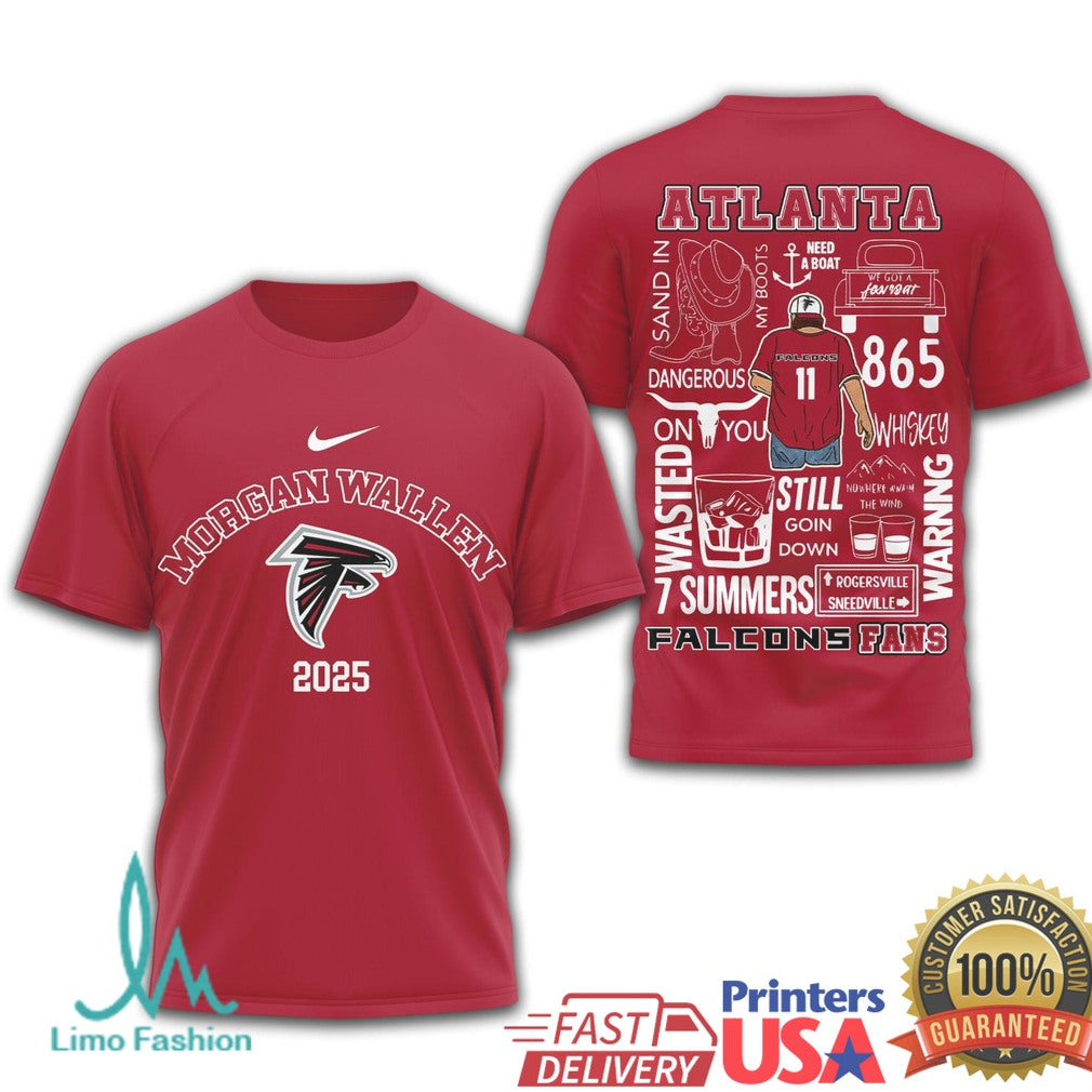 Morgan Wallen Atlanta Falcons 2025 Tour T Shirt Atlanta Country Concert Apparel - Limotees LLC