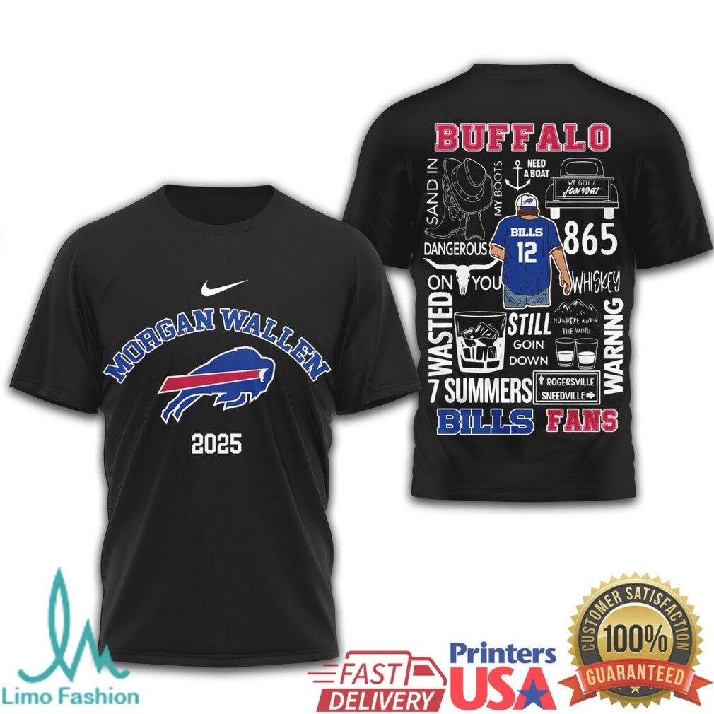 Morgan Wallen Buffalo Bills 2025 Concert T Shirt Bills Mafia Country Tour T Shirt - Limotees LLC