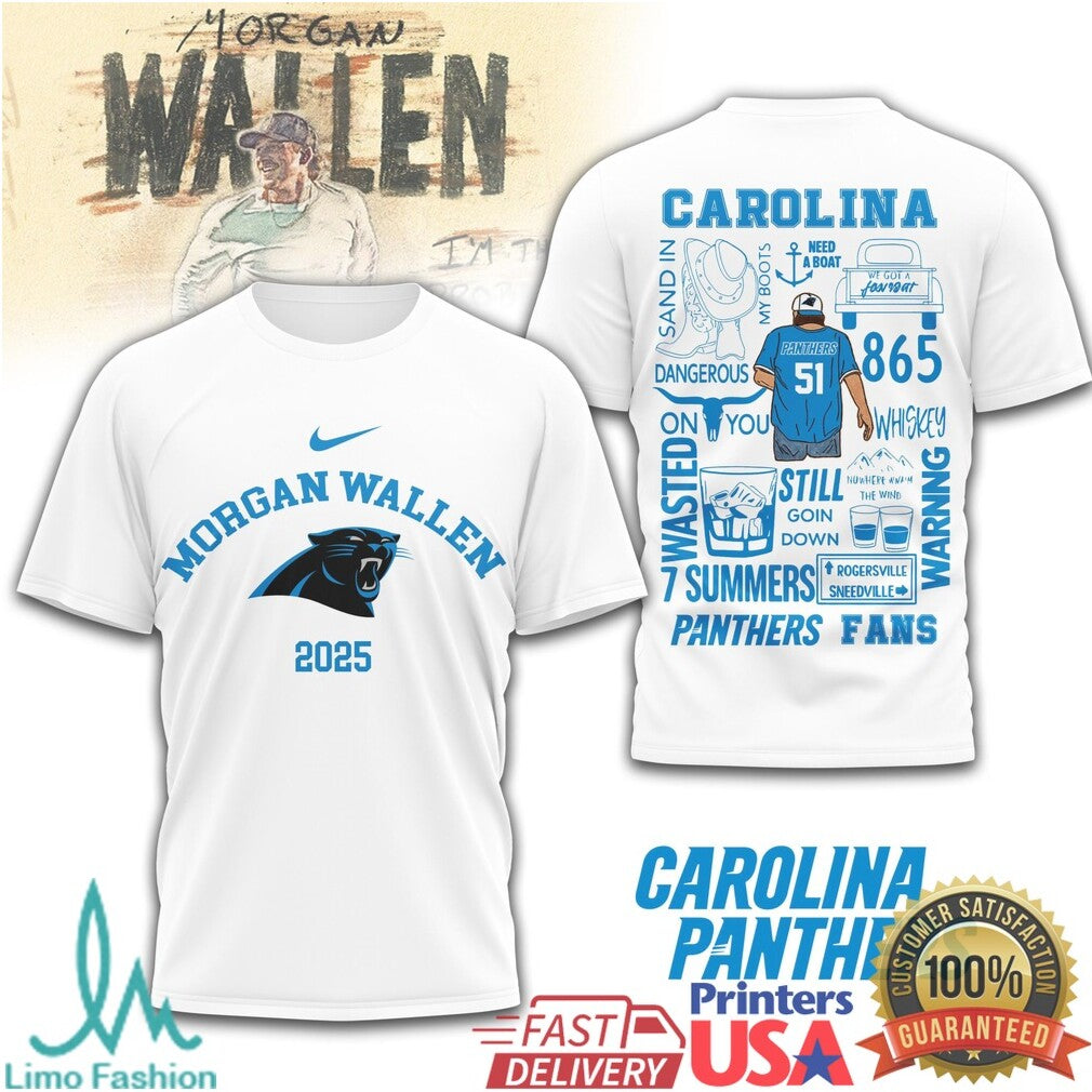 Morgan Wallen Carolina Panthers 2025 Tour T Shirt North Carolina Concert Merch - Limotees LLC