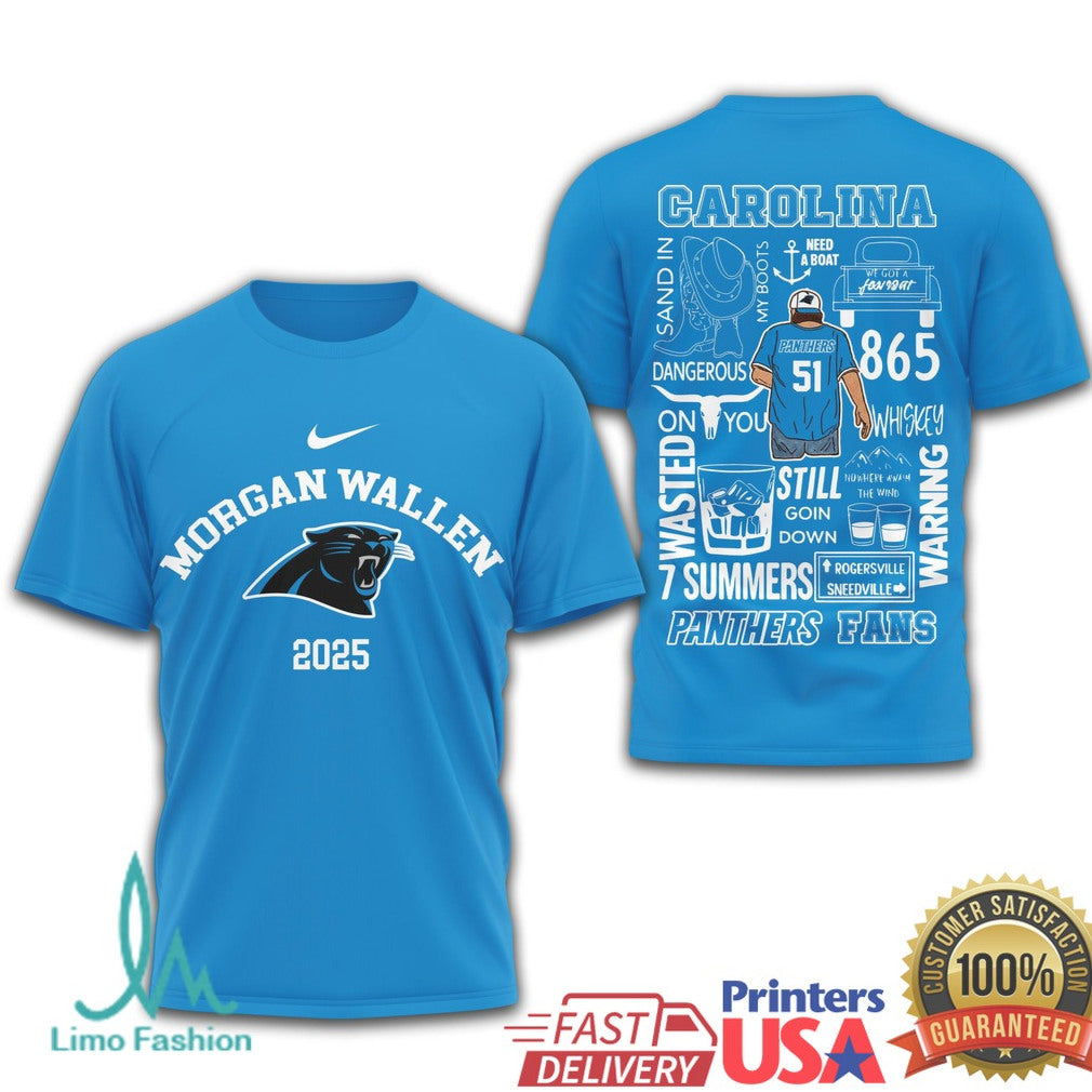 Morgan Wallen Carolina Panthers 2025 Tour T Shirt North Carolina Concert Merch - Limotees LLC
