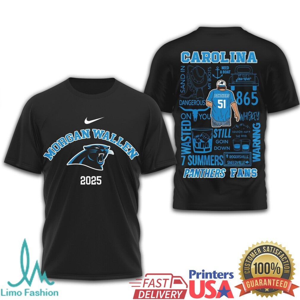 Morgan Wallen Carolina Panthers 2025 Tour T Shirt North Carolina Concert Merch - Limotees LLC
