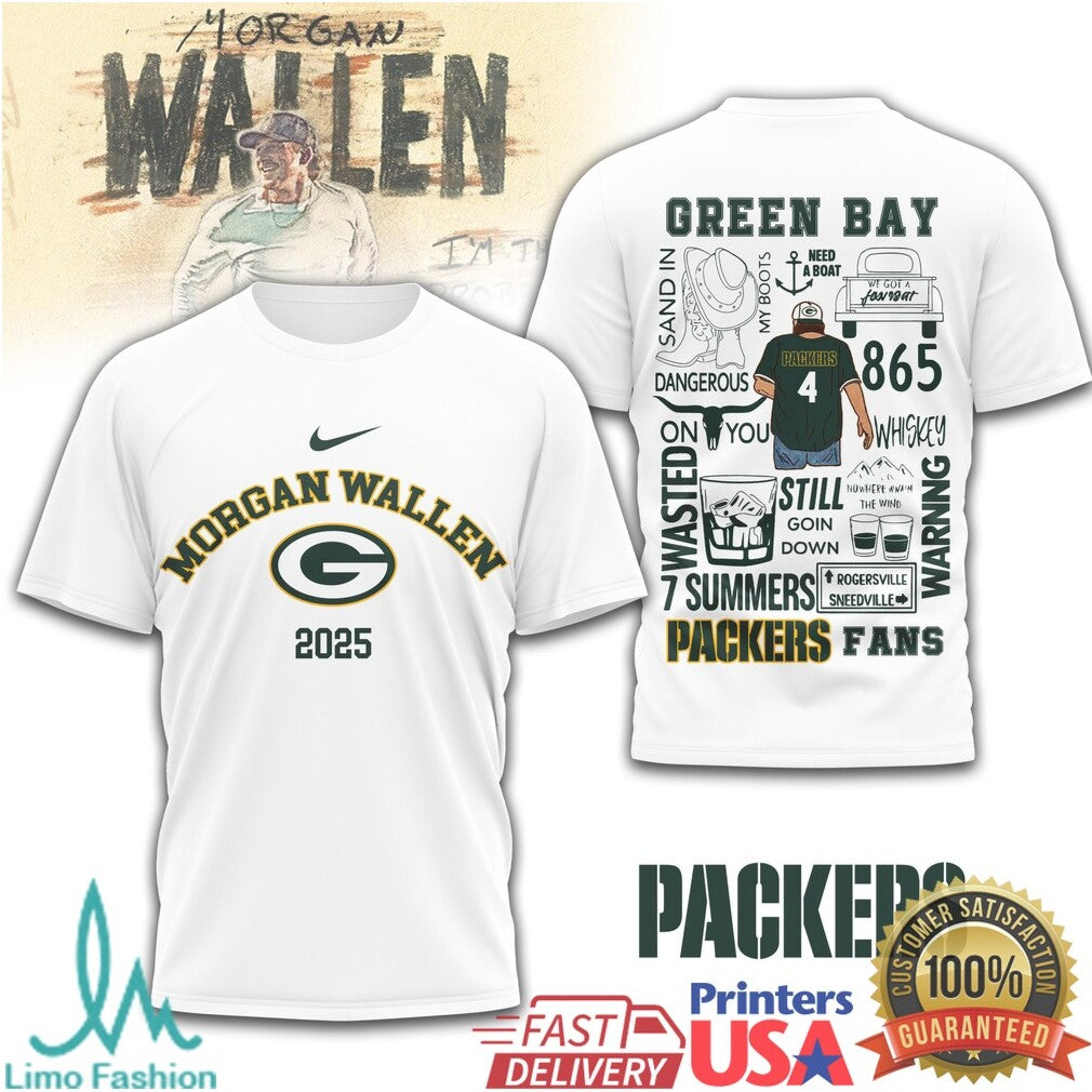 Morgan Wallen Green Bay Packers 2025 Tour T Shirt Cheesehead Country Fan T Shirt