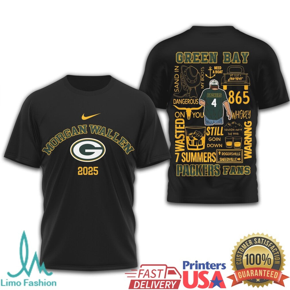 Morgan Wallen Green Bay Packers 2025 Tour T Shirt Cheesehead Country Fan T Shirt