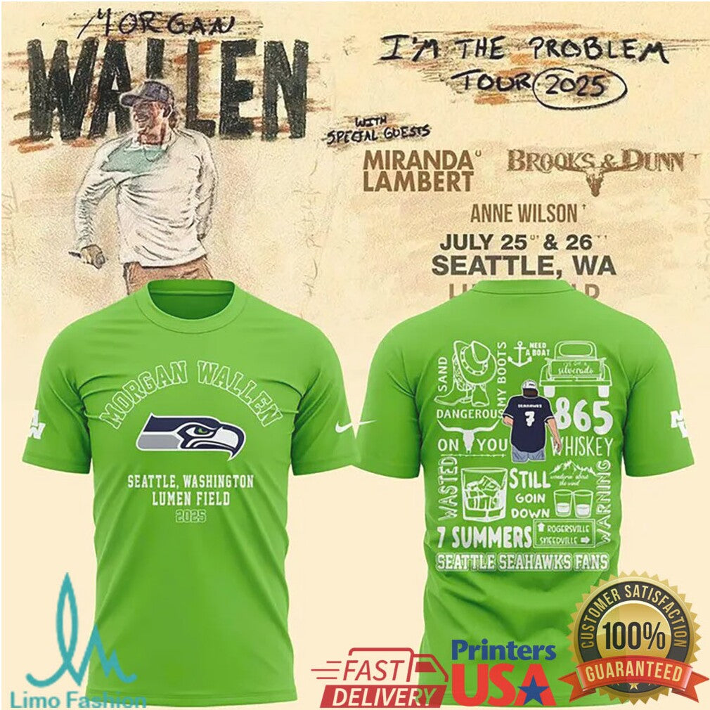 Morgan Wallen “I'm The Problem” Tour 2025 Seattle Lumen Field Fan T Shirt - Limotees LLC