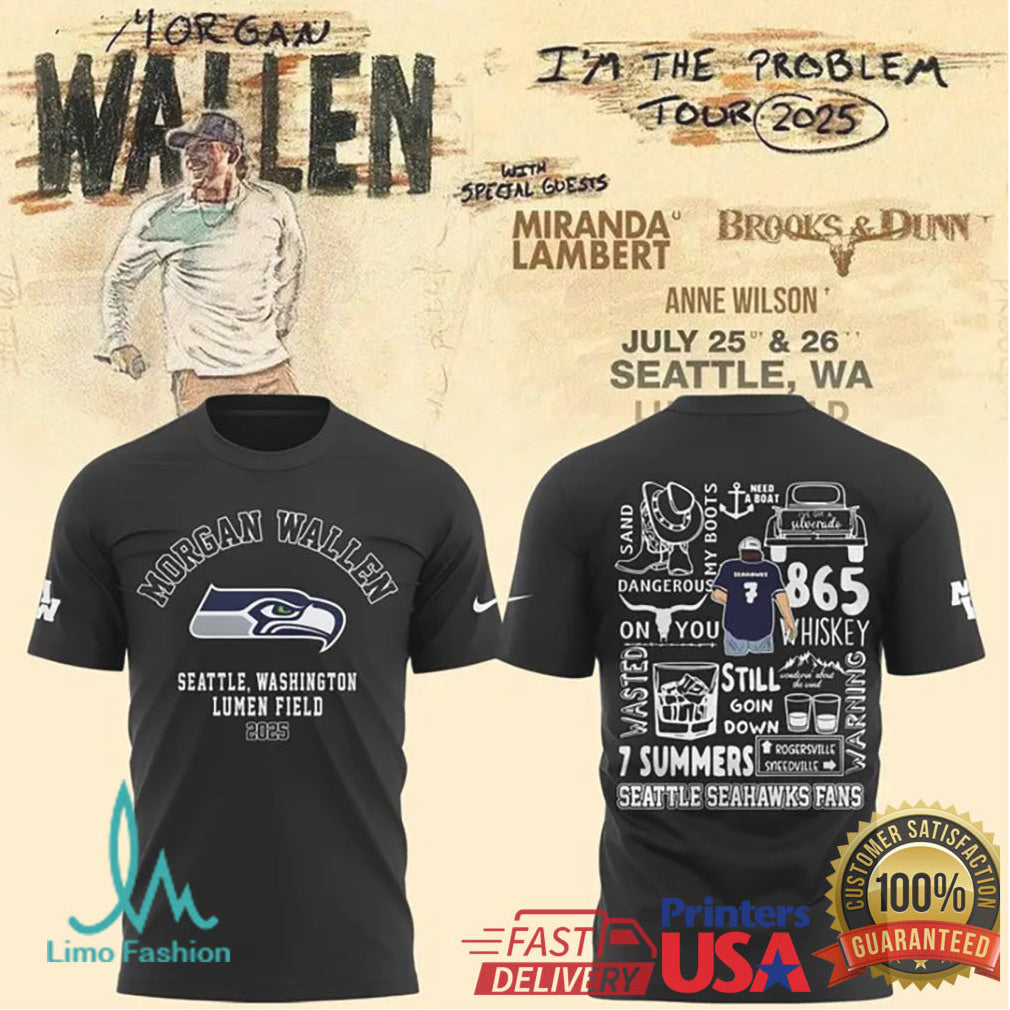 Morgan Wallen “I'm The Problem” Tour 2025 Seattle Lumen Field Fan T Shirt - Limotees LLC