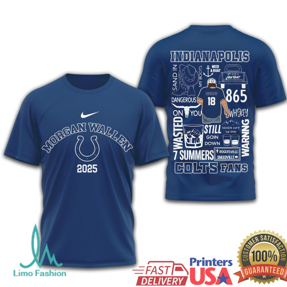 Morgan Wallen Indianapolis Colts 2025 Concert T Shirt Indy Country Fan Apparel - Limotees LLC