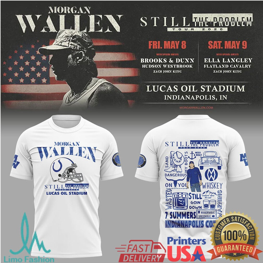 Morgan Wallen Indianapolis Colts 7 Summers Whiskey Tour T Shirt - Limotees LLC