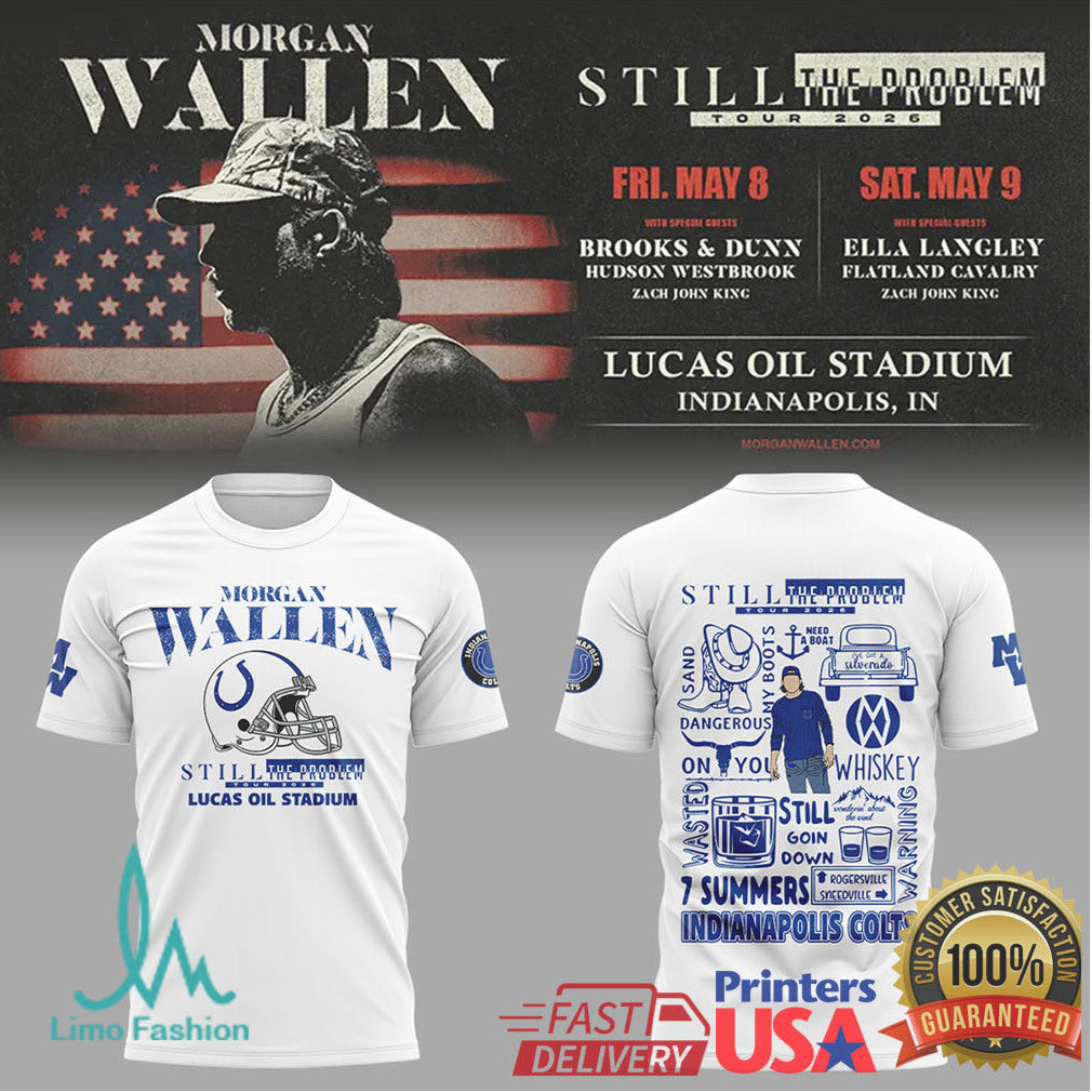 Morgan Wallen Indianapolis Colts 7 Summers Whiskey Tour T Shirt - Limotees LLC