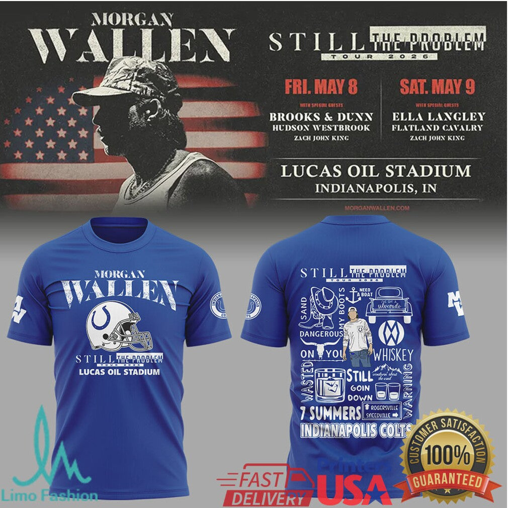 Morgan Wallen Indianapolis Colts 7 Summers Whiskey Tour T Shirt - Limotees LLC