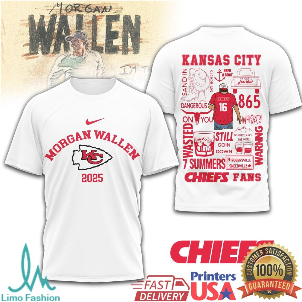 Morgan Wallen Kansas City Chiefs 2025 Concert T Shirt Chiefs Kingdom Fan Gear - Limotees LLC