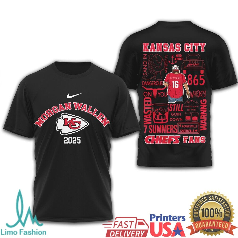 Morgan Wallen Kansas City Chiefs 2025 Concert T Shirt Chiefs Kingdom Fan Gear - Limotees LLC