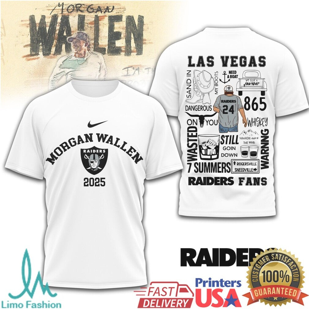 Morgan Wallen Las Vegas Raiders Fans 2025 Concert Tour T Shirt - Limotees LLC