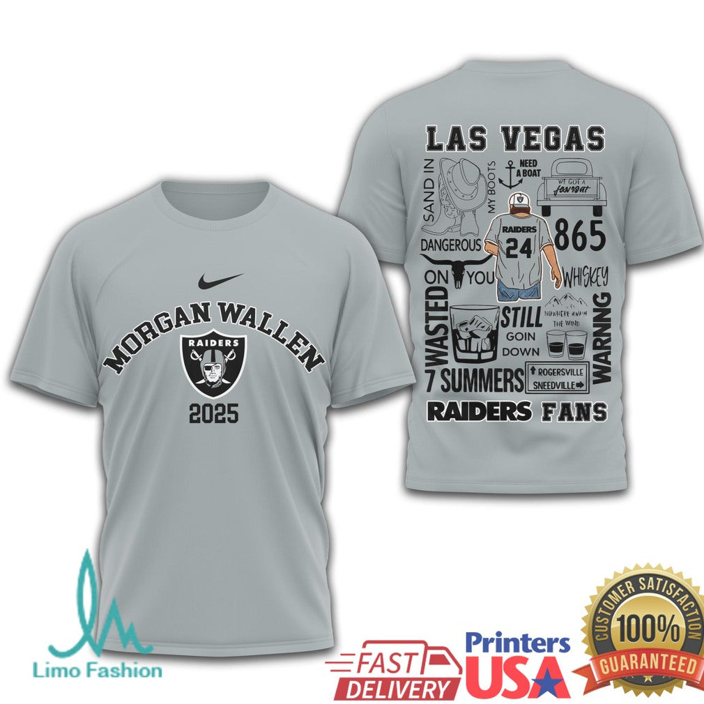 Morgan Wallen Las Vegas Raiders Fans 2025 Concert Tour T Shirt - Limotees LLC
