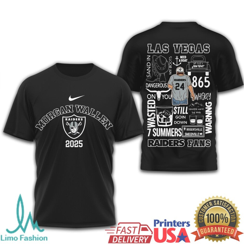 Morgan Wallen Las Vegas Raiders Fans 2025 Concert Tour T Shirt - Limotees LLC