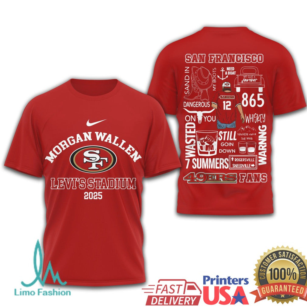 Morgan Wallen Levi's Stadium 2025 San Francisco 49ers Country Fan T Shirt - Limotees LLC