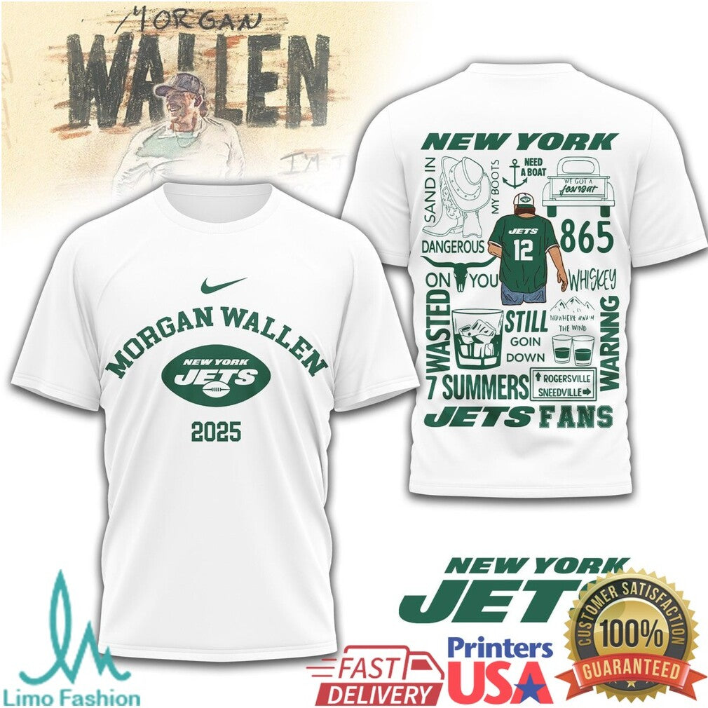 Morgan Wallen New York Jets Fans 2025 Concert Tour T Shirt - Limotees LLC