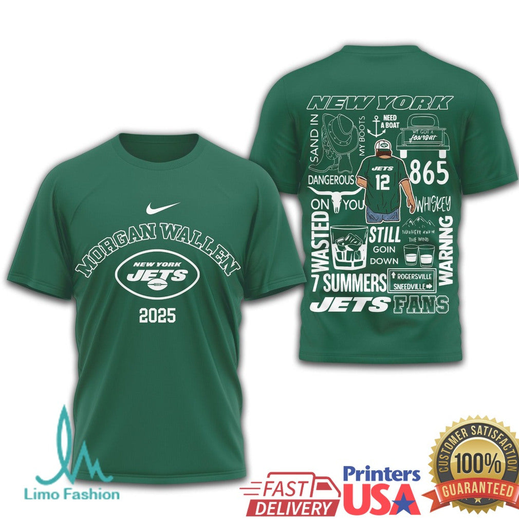 Morgan Wallen New York Jets Fans 2025 Concert Tour T Shirt - Limotees LLC