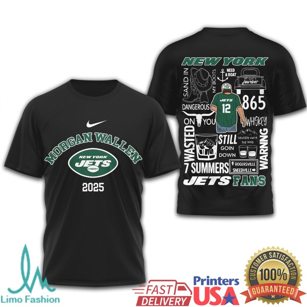 Morgan Wallen New York Jets Fans 2025 Concert Tour T Shirt - Limotees LLC