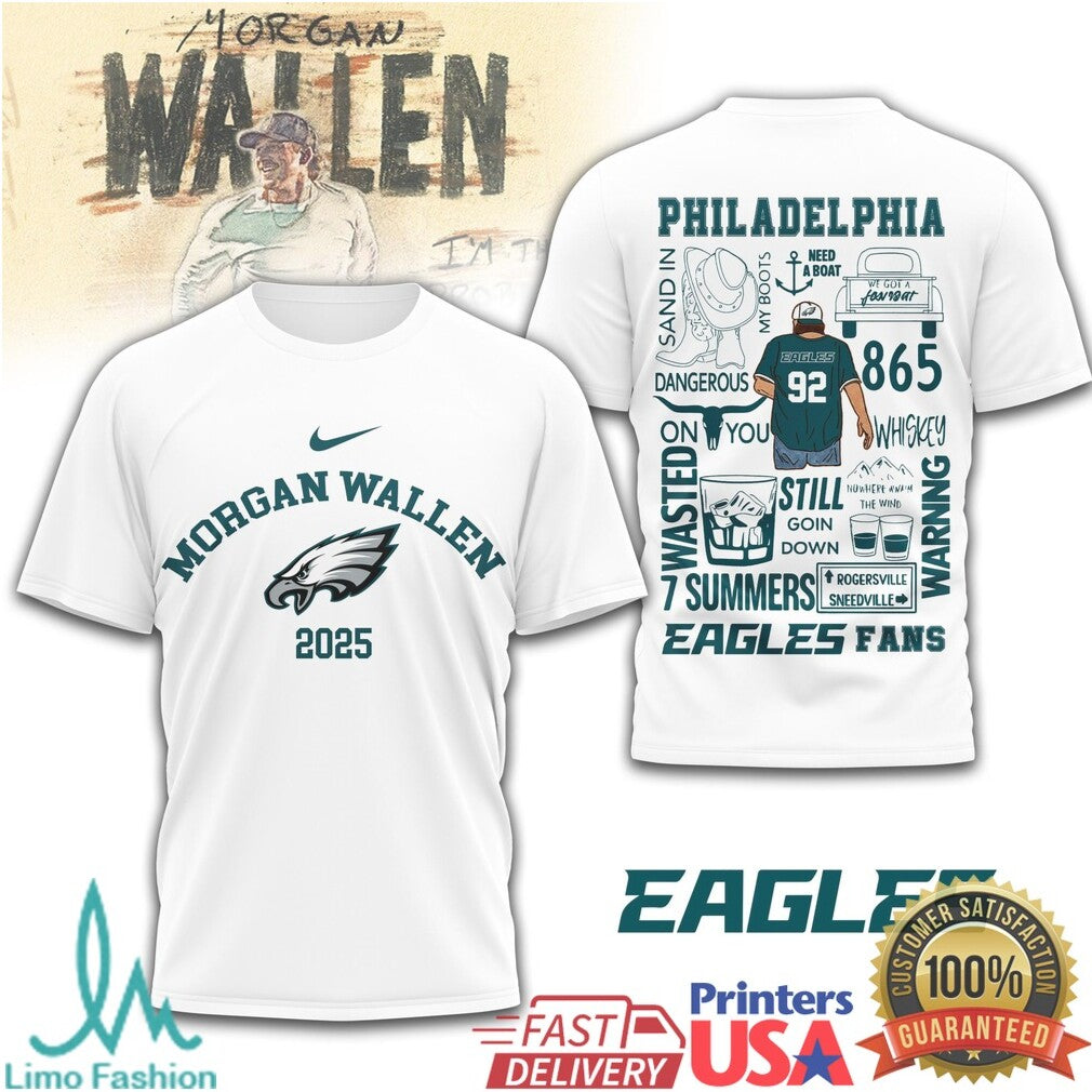 Morgan Wallen Philadelphia Eagles 2025 Concert T Shirt Birds Country Fan T Shirt - Limotees LLC