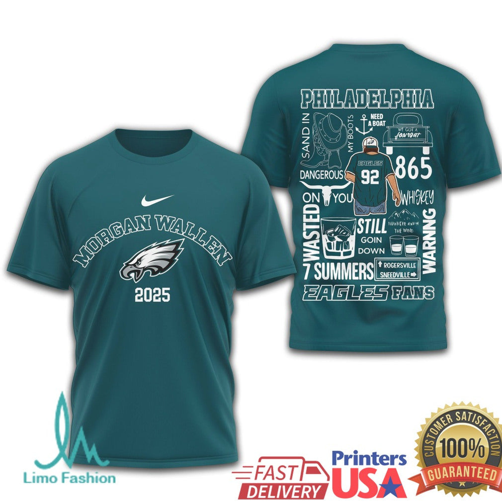 Morgan Wallen Philadelphia Eagles 2025 Concert T Shirt Birds Country Fan T Shirt - Limotees LLC