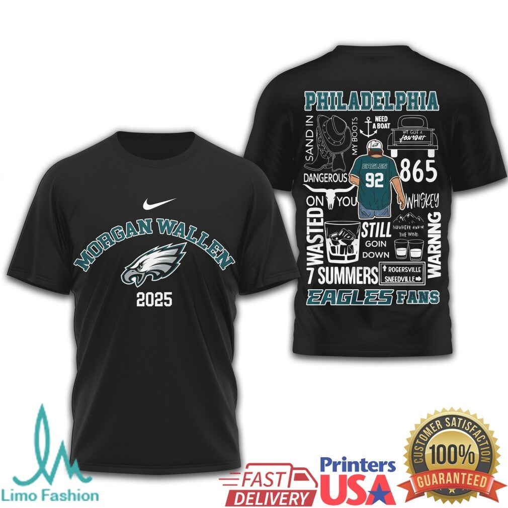 Morgan Wallen Philadelphia Eagles 2025 Concert T Shirt Birds Country Fan T Shirt - Limotees LLC