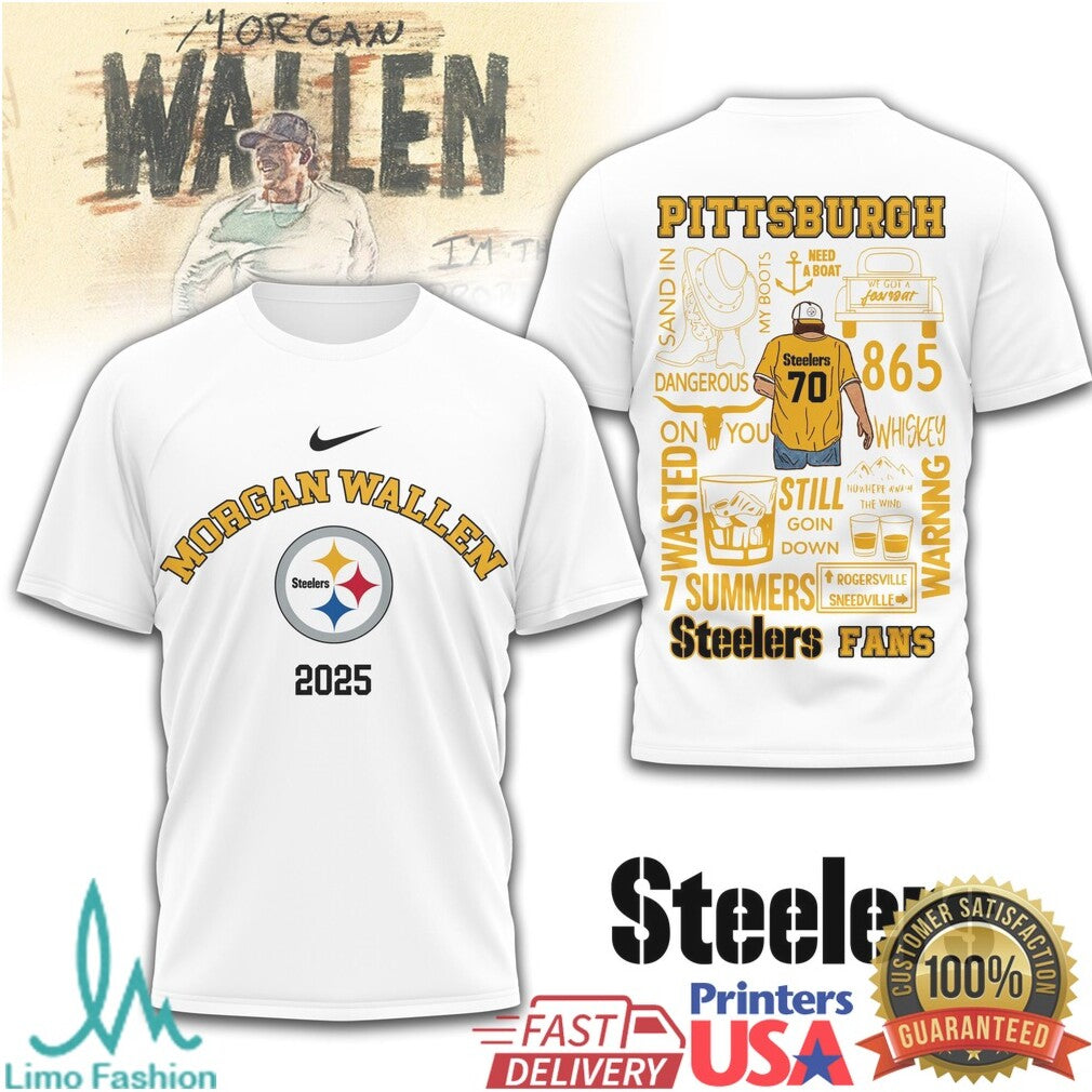 Morgan Wallen Pittsburgh ST Shirtlers 2025 NFL Fan Graphic T Shirt - Limotees LLC