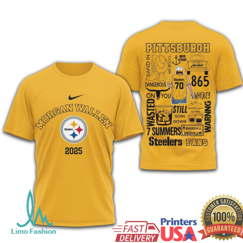 Morgan Wallen Pittsburgh ST Shirtlers 2025 NFL Fan Graphic T Shirt - Limotees LLC